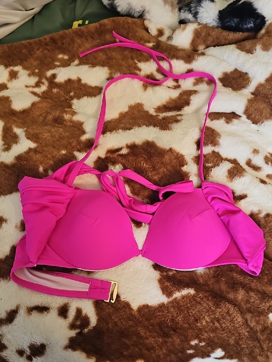 Victoria's Secret Other - Victoria's Secret Hot Pink Halter Bikini Top Size 34 B